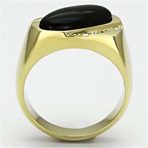 Jewellery Kingdom Pinky Signet Gold Black 18kt Steel Cubic Zirconia Mens Onyx Ring - Jewelry Rings - British D'sire