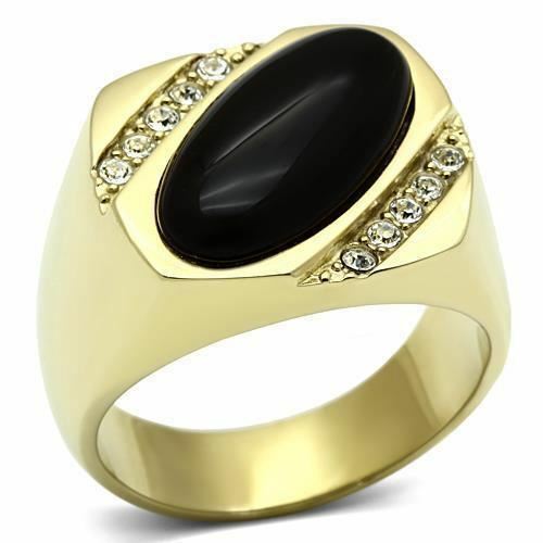 Jewellery Kingdom Pinky Signet Gold Black 18kt Steel Cubic Zirconia Mens Onyx Ring - Jewelry Rings - British D'sire