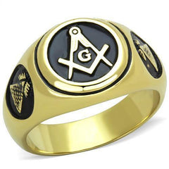 Jewellery Kingdom Pinky Signet Military 18kt Steel Mens Masonic Gold Ring - Jewelry Rings - British D'sire