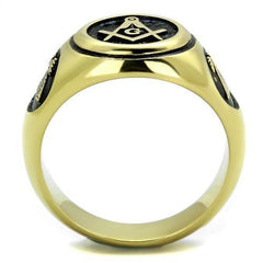 Jewellery Kingdom Pinky Signet Military 18kt Steel Mens Masonic Gold Ring - Jewelry Rings - British D'sire