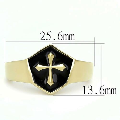Jewellery Kingdom Pinky Signet No Stone Religious Steel Mens Gold Cross Ring Secondary image