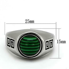 Jewellery Kingdom Pinky Signet Stainless Steel Genuine Stone Mens Malachite Ring (Green) - Jewelry Rings - British D'sire