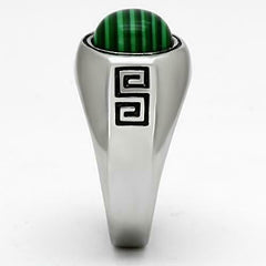 Jewellery Kingdom Pinky Signet Stainless Steel Genuine Stone Mens Malachite Ring (Green) - Jewelry Rings - British D'sire