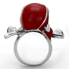 Jewellery Kingdom Pirate Biker Goth Stainless Steel Enamel Goth Mens Skull Ring (Silver & Red) - Rings - British D'sire