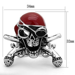 Jewellery Kingdom Pirate Biker Goth Stainless Steel Enamel Goth Mens Skull Ring (Silver & Red) - Rings - British D'sire