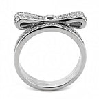 Jewellery Kingdom Princess Bow Engagement Wedding Band Stainless Steel Ring Set (Silver) - Jewelry Rings - British D'sire