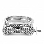 Jewellery Kingdom Princess Bow Engagement Wedding Band Stainless Steel Ring Set (Silver) - Jewelry Rings - British D'sire