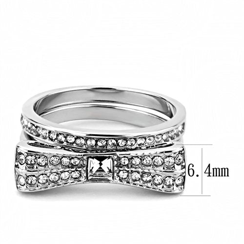 Jewellery Kingdom Princess Bow Engagement Wedding Band Stainless Steel Ring Set (Silver) - Jewelry Rings - British D'sire