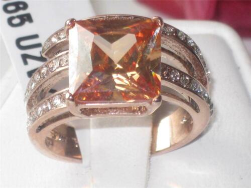 Jewellery Kingdom Princess Cut Cubic Zirconia Steel Brown Sparkling Cocktail Ladies Champagne Ring - Jewelry Rings - British D'sire Main image