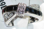 Jewellery Kingdom Princess Cut Cz Black Crossover Silver Ring - Jewelry Rings - British D'sire