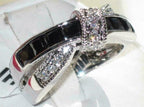Jewellery Kingdom Princess Cut Cz Black Crossover Silver Ring - Jewelry Rings - British D'sire
