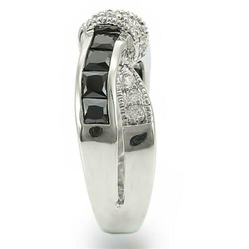 Jewellery Kingdom Princess Cut Cz Black Crossover Silver Ring - Jewelry Rings - British D'sire