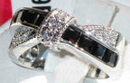 Jewellery Kingdom Princess Cut Cz Black Crossover Silver Ring - Jewelry Rings - British D'sire
