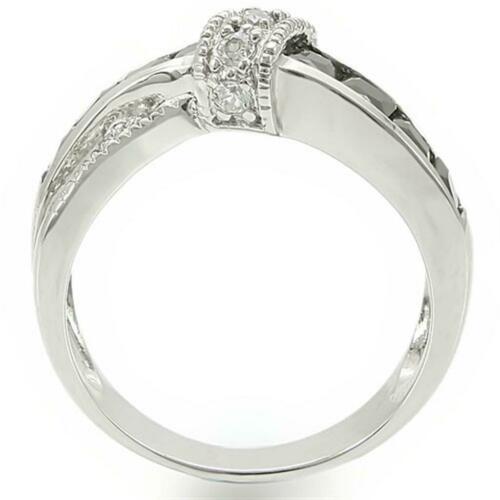Jewellery Kingdom Princess Cut Jet Simulates CZ Crossover Ladies Stone Ring (Silver & Black) - Jewelry Rings - British D'sire