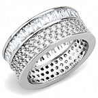 Jewellery Kingdom Princess Cut Pave Rhodium Wide Sparkling Ladies cz Band Ring (Silver) - Jewelry Rings - British D'sire