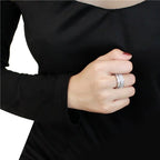 Jewellery Kingdom Princess Cut Pave Rhodium Wide Sparkling Ladies cz Band Ring (Silver) - Jewelry Rings - British D'sire
