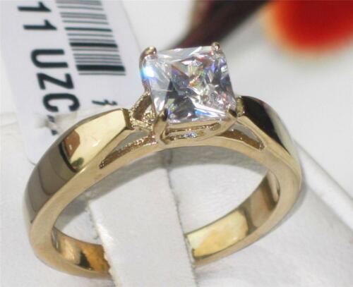 Jewellery Kingdom Princess Cut Solitaire Simulated Diamond Engagement Steel 18kt Ring (Gold) - Jewelry Rings - British D'sire