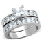Jewellery Kingdom Princess Cut Square Engagement Wedding Band Stainless Steel Ladies Ring Set - Jewelry Rings - British D'sire
