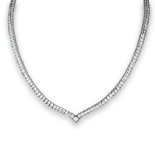 Jewellery Kingdom Princess Cut Square Silver Rhodium Tennis Necklace Earrings Set - Necklaces & Pendants - British D'sire