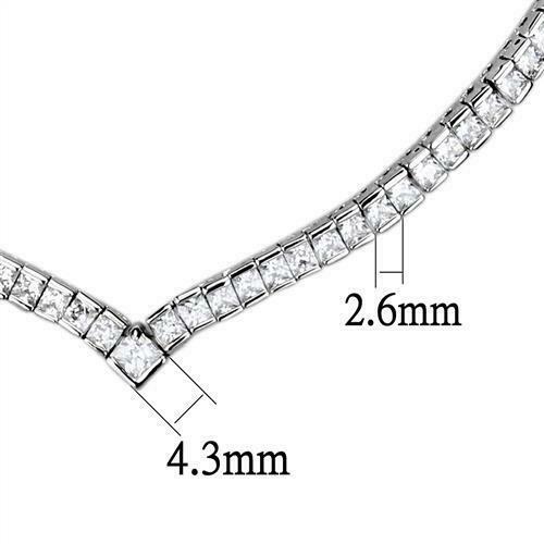 Jewellery Kingdom Princess Cut Square Silver Rhodium Tennis Necklace Earrings Set - Necklaces & Pendants - British D'sire