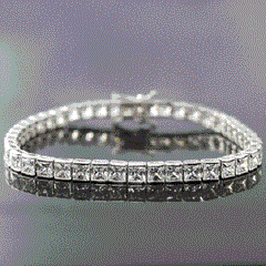 Jewellery Kingdom Princess Cut Square Silver Rhodium Tennis Necklace Earrings Set - Necklaces & Pendants - British D'sire
