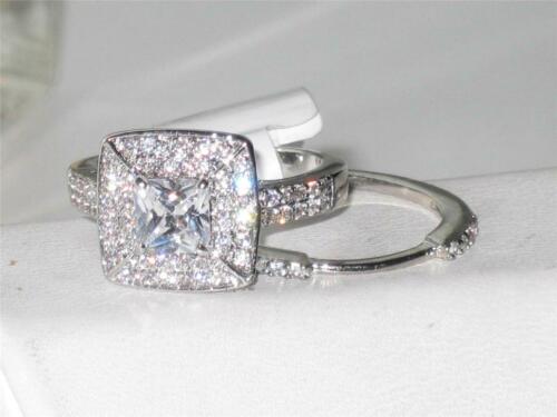 Jewellery Kingdom Princess Cut Stainless Steel Simulated Diamonds Engagement Wedding Ring Set - Jewelry Rings - British D'sire Main image