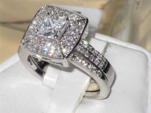 Jewellery Kingdom Princess Cut Wedding Engagement Set Band Cz Stainless Steel Ring (Silver) Secondary image