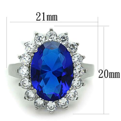 Jewellery Kingdom Princess Diana Oval Dress Middleton Cubic Zirconia Sapphire Ring (Silver& Blue) - Rings - British D'sire