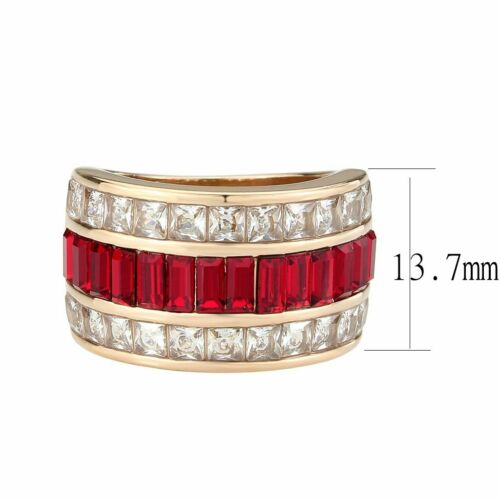 Jewellery Kingdom Emerald Ruby Steel Cubic Zirconia Ladies Ring (Red & Gold) Secondary image