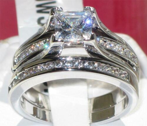 Jewellery Kingdom Princess Engagement Cz Ladies Stainless Steel Wedding Band Ring Set (Silver) Secondary image
