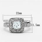 Jewellery Kingdom Princess Engagement Wedding Band Cubic Zirconia Ring Set (Silver) - Jewelry Rings - British D'sire