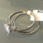 Jewellery Kingdom Princess Engagement Wedding Band Cubic Zirconia Stainless Steel Ladies Ring Set (Silver) - Jewelry Rings - British D'sire