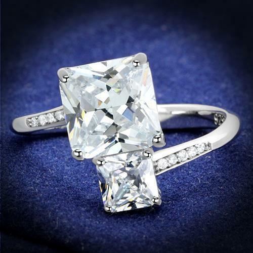 Jewellery Kingdom Princess Ladies 2ct Cz Sterling Silver 925 Pretty Square Ring (Silver) - Jewelry Rings - British D'sire
