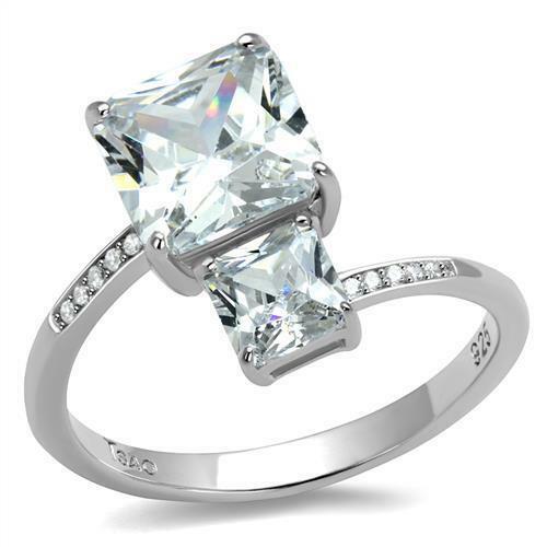 Jewellery Kingdom Princess Ladies 2ct Cz Sterling Silver 925 Pretty Square Ring (Silver) - Jewelry Rings - British D'sire