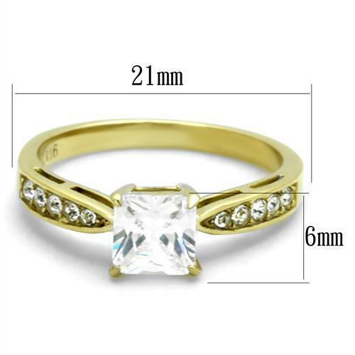Jewellery Kingdom Princess Ladies Engagement Simulated Diamond Accents Steel Ring (Gold) Secondary image