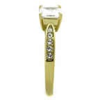 Jewellery Kingdom Princess Ladies Engagement Simulated Diamond Accents Steel Ring (Gold) - Jewelry Rings - British D'sire