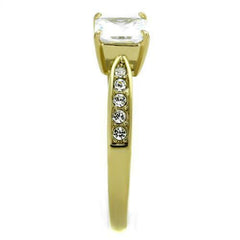 Jewellery Kingdom Princess Ladies Engagement Simulated Diamond Accents Steel Ring (Gold) - Jewelry Rings - British D'sire