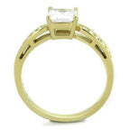 Jewellery Kingdom Princess Ladies Engagement Simulated Diamond Accents Steel Ring (Gold) - Jewelry Rings - British D'sire