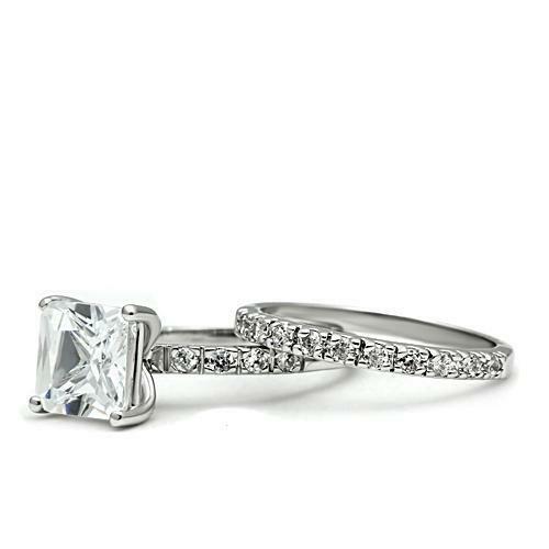 Jewellery Kingdom Princess Set Wedding Engagement Cz 2pcs 3 Carat Band Ladies Sparkling Ring - Jewelry Rings - British D'sire