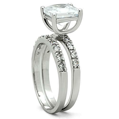 Jewellery Kingdom Princess Set Wedding Engagement Cz 2pcs 3 Carat Band Ladies Sparkling Ring - Jewelry Rings - British D'sire Main image