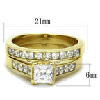 Jewellery Kingdom Princess Square 2Pcs Cubic Zirconia Set Wedding Band Bridal Engagement Rring (Gold) - Jewelry Rings - British D'sire