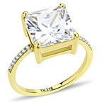 Jewellery Kingdom Princess Square Cubic Zirconia 5CT Steel Solitaire Sparkling Ladies Gold Ring - Jewelry Rings - British D'sire