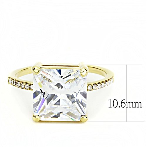 Jewellery Kingdom Princess Square Cubic Zirconia 5CT Steel Solitaire Sparkling Ladies Gold Ring Secondary image