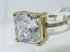 Jewellery Kingdom Princess Square Cubic Zirconia 5CT Steel Solitaire Sparkling Ladies Gold Ring - Jewelry Rings - British D'sire