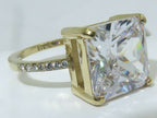 Jewellery Kingdom Princess Square Cubic Zirconia 5CT Steel Solitaire Sparkling Ladies Gold Ring - Jewelry Rings - British D'sire