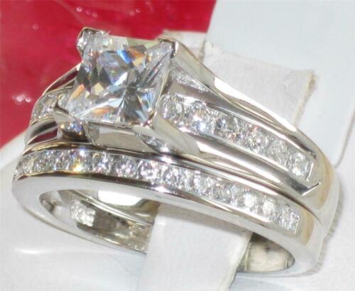 Jewellery Kingdom Princess Sterling Silver Cubic Zirconia Engagement Wedding Ladies Ring Set Band Secondary image