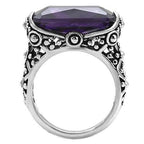 Jewellery Kingdom Purple Cz 16 Carat Stainless Steel Antiqued Ladies Amethyst Silver Ring - Jewelry Rings - British D'sire
