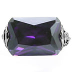 Jewellery Kingdom Purple Cz 16 Carat Stainless Steel Antiqued Ladies Amethyst Silver Ring - Jewelry Rings - British D'sire