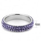 Jewellery Kingdom Purple Full Eternity Cz 4mm Stainless Steel Tanzanite Stacking Band Ring - Jewelry Rings - British D'sire