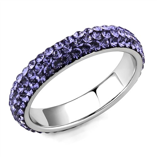 Jewellery Kingdom Purple Full Eternity Cz 4mm Stainless Steel Tanzanite Stacking Band Ring - Jewelry Rings - British D'sire